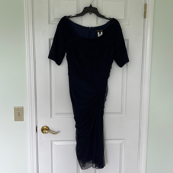 Medium 1990s Tadashi Shoji Asymmetric Cocktail Dress Purple One Shoulder Chiffon Gown Prom Dress